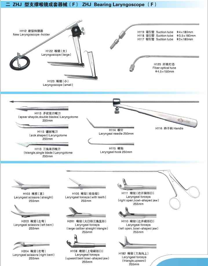 ZHJ型支撑喉镜成套器械（F)